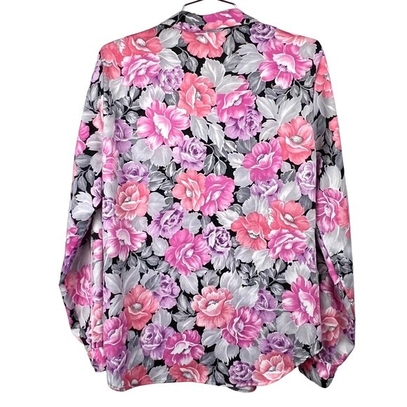 Vintage Levi Strauss Womens Blouse Size 16 Floral Button-Up Pink & Gray VGUC - Picture 5 of 13